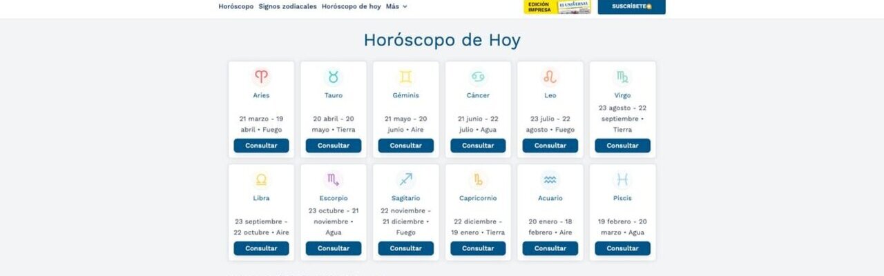 Captura de El Universal — Horóscopo